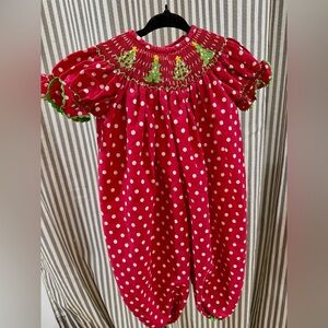 Red Polka Dot Christmas Baby Romper
